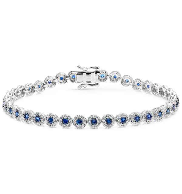 1.62ct Sapphire and 1ct Diamond Stellato Bracelet in 9K White Gold